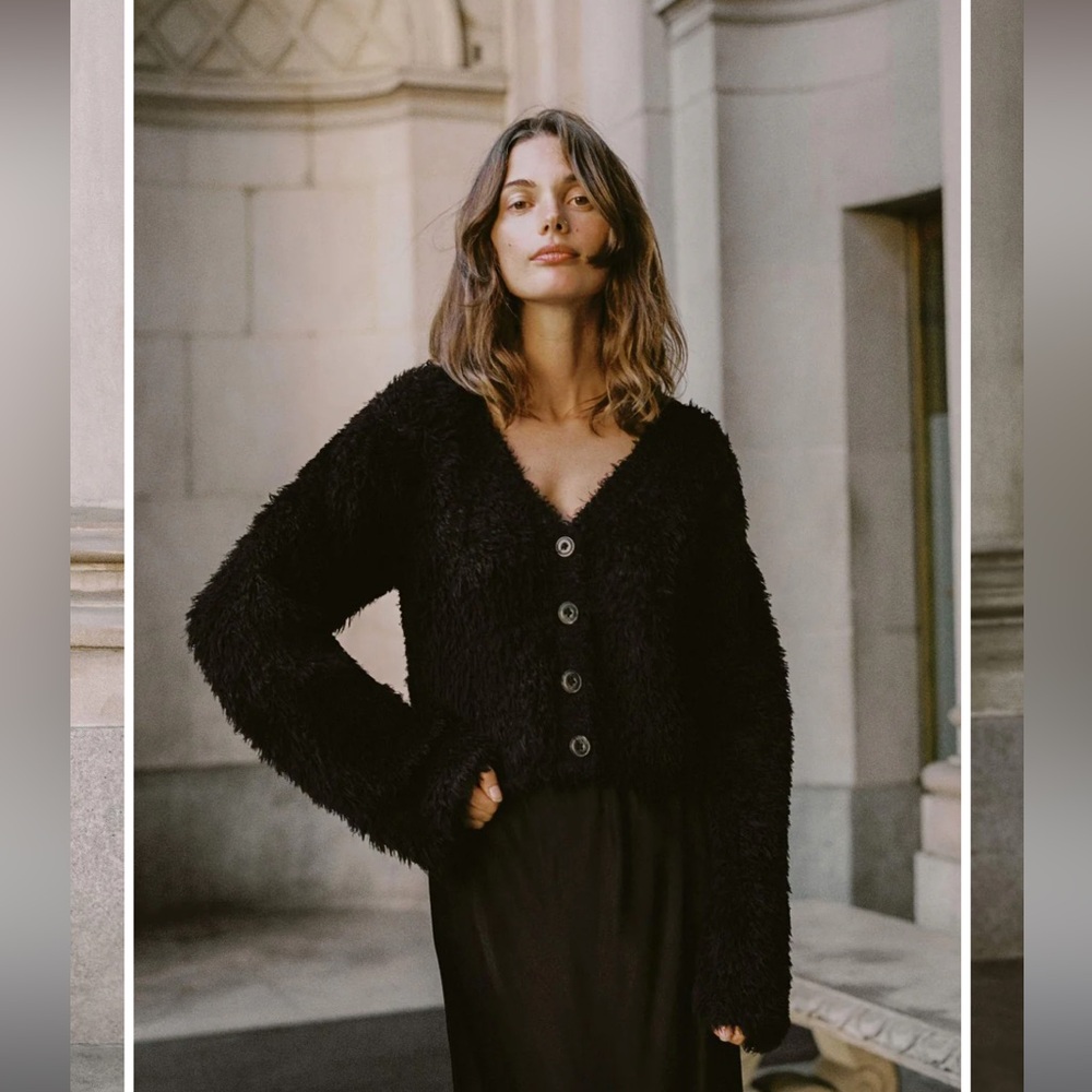 Christy Dawn - The Jean Cardigan - size L - NIGHT/Black - fuzzy alpaca+wool